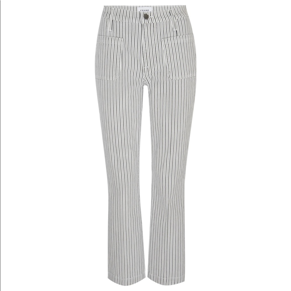 Le Bardot Crop Flare striped mid-rise kick-flare jeans